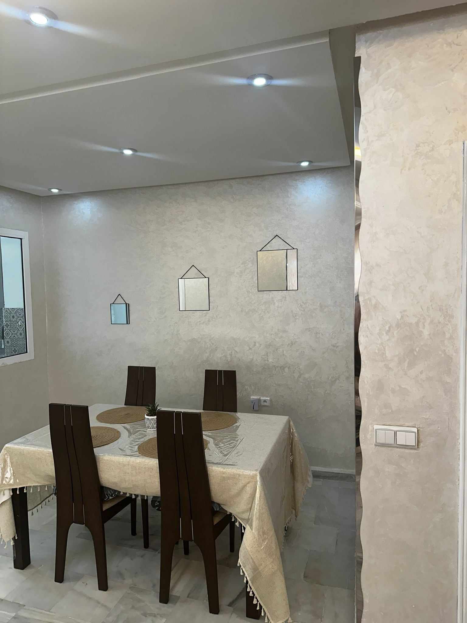 Dining area with modern furniture at Dar Salma Tangier