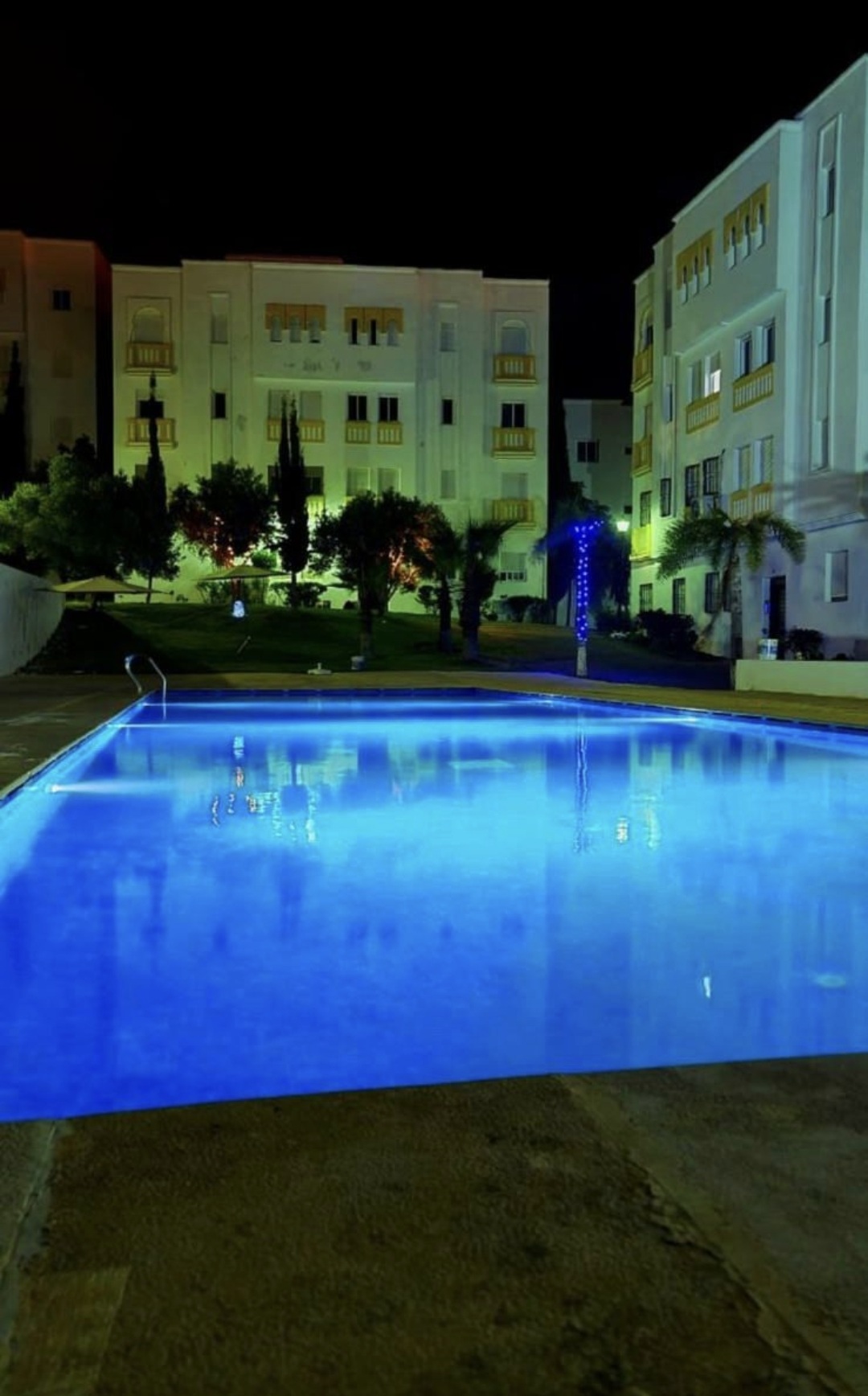 Dar Salma Tangier swimming pool at night